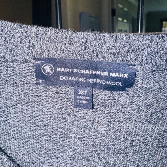 Hart Schaffner Marx Extra Fine Merino Wool Sweater Vest 3XT Gray Big Tall Preppy - Picture 4 of 7
